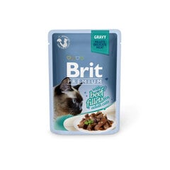 Brit Premium Cat Delicate консервы для кошек в мешке Beef in gravy 85xг 24шт цена и информация | Кошачьи консервы | kaup24.ee