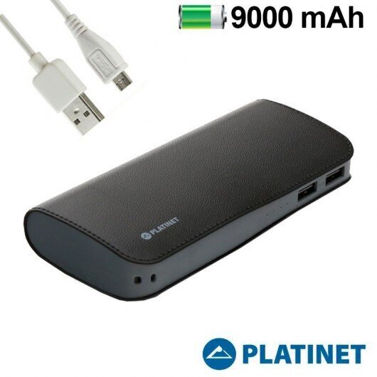 Platinet akupank 9000 mAh, 2,1A + mikro-USB-kaabel, Must цена и информация | Akupangad | kaup24.ee