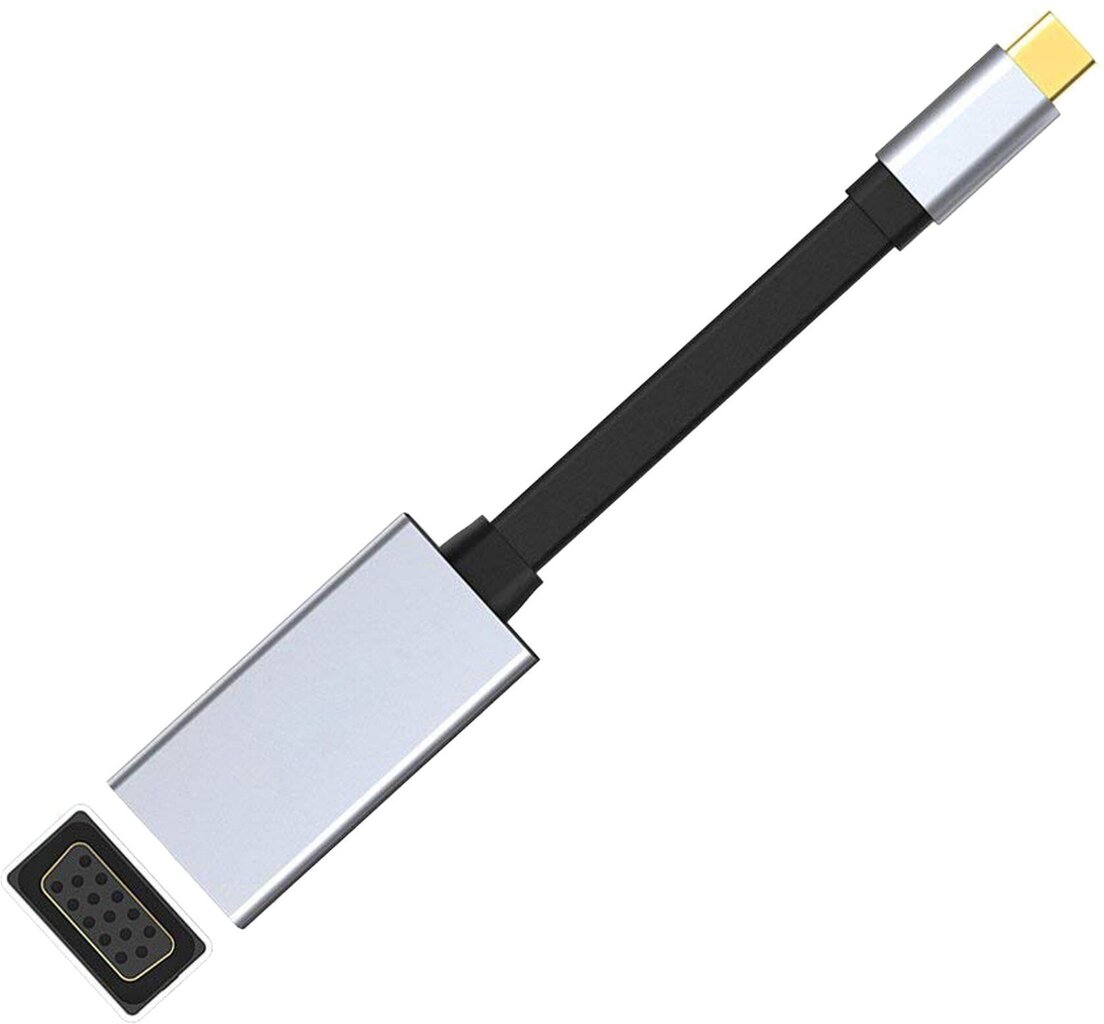 Platinet Multimeedia Adapter Type-C to VGA, Must hind ja info | USB jagajad, adapterid | kaup24.ee