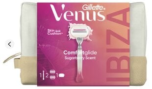 Набор Gillette Venus Comfortglide Sugarberry plus Olay для женщин: бритва + кассеты для бритвы, 2 шт. + косметичка цена и информация | Косметика и средства для бритья | kaup24.ee