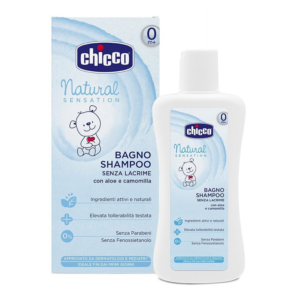 Õrn šampoon-pesuvahend juustele ja kehale, lastele Chicco Natural Sensation "No tears" 200 ml цена и информация | Laste ja ema kosmeetika | kaup24.ee