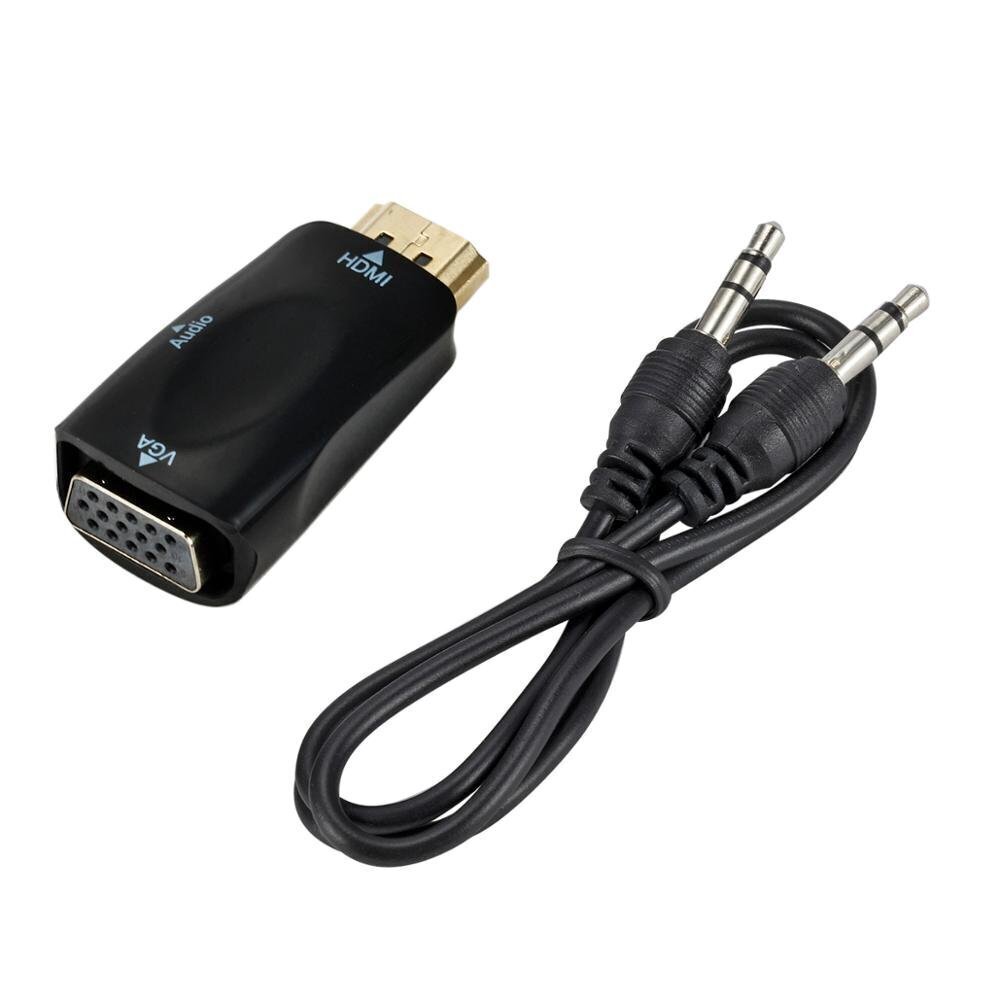 Roger Adapter HDMI -> VGA (+Audio), Must цена и информация | Kaablid ja juhtmed | kaup24.ee