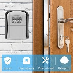 Võtme turvaline lähtestatav 4-kohaline koodlukuga võtmehoidja välisseinale kinnitatava kombineeritud võtmehoidja jaoks (hall) цена и информация | Выдвижные ящики, ящики для постельного белья | kaup24.ee