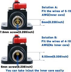 2 tk 100A helisisese vooluahela kaitselüliti lähtestamise kaitse, 12V-24V DC Sobib auto-, mere-, mootori-, heli- ja päikeseinverterisüsteemide kaitseks цена и информация | Детали двигателя | kaup24.ee