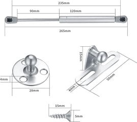 4-paketilised gaasivedru tugipostid, 120N gaasitoe tõstekronstein, pehmelt sulguvad hinged, hüdraulilised gaasitõstevedrud mööbli ustele, kapid, hoiukastid hind ja info | Taskunoad, multifunktsionaalsed tööriistad | kaup24.ee