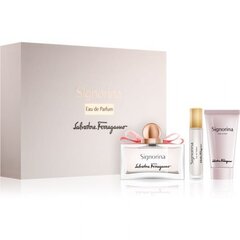 Komplekt Salvatore Ferragamo Signorina naistele: parfüümvesi EDP 100 ml + parfüümvesi EDP 10 ml + ihupiim 50 ml hind ja info | Naiste parfüümid | kaup24.ee