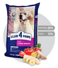Полноценный сухой корм для собак крупных пород CLUB 4 PAWS Premium, 14 кг цена и информация | Сухой корм для собак | kaup24.ee