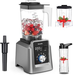 BioloMix High Performance- Blender 2200 W, isepuhastuv funktsioon, 2-liitrine alusmikser ja 600 ml Travel Cup BPA-vaba smuutisegisti hind ja info | Blenderid | kaup24.ee