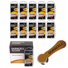 Duracell ActivAir A312 (PR41) kuuldeaparaadi patareid 10x6 tk., 60 tk. hind ja info | Patareid | kaup24.ee