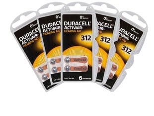 Батарейки для слуховых аппаратов Duracell ActivAir A312 (PR41) 5х6 шт., 30 шт. цена и информация | Батарейки | kaup24.ee