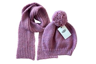 UGG Chunky Knit komplekt tüdrukute müts salli 17614 PINK цена и информация | Женские шарфы, платки | kaup24.ee