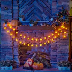 Halloweeni kõrvitsa dekoratiivne Halloweeni kõrvitsa nöör 5 m 40 LED-i USB-toitega kõrvitsa valgusti sobib Halloweeni peoks pereaia jaoks hind ja info | Peokaunistused | kaup24.ee