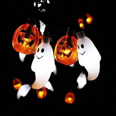 Halloweeni tuled 30 LED patareitoitel kõrvitsa kummitus 3D muinasjututuled, 8 valgustusrežiimiga, sobivad kodus sise- ja välistingimustes Halloweeni peo kaunistamiseks цена и информация | Праздничные декорации | kaup24.ee