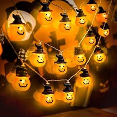 2 pakk Halloweeni Jack o laterna nõiakübaraga, 30 pakk LED Jack o laterna string Patareitoitega, ideaalne Halloweeni peo sise- ja väliskaunistamiseks, oranž, 2 pakk hind ja info | Peokaunistused | kaup24.ee