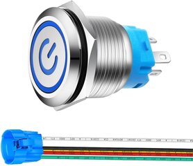 Nupuvajutuslüliti Gebildet 22mm roostevabast terasest LED-iga hind ja info | Lülitid ja pistikupesad | kaup24.ee