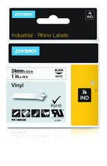 Dymo etiketiprinteri etiketid Rhino Band Vinyl must/white 24mmx5,5m hind ja info | Laserprinteri toonerid | kaup24.ee