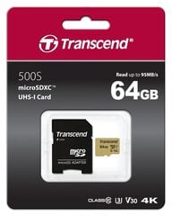 Transcend MicroSDXC 64GB (+адаптер SD) цена и информация | Карты памяти для телефонов | kaup24.ee