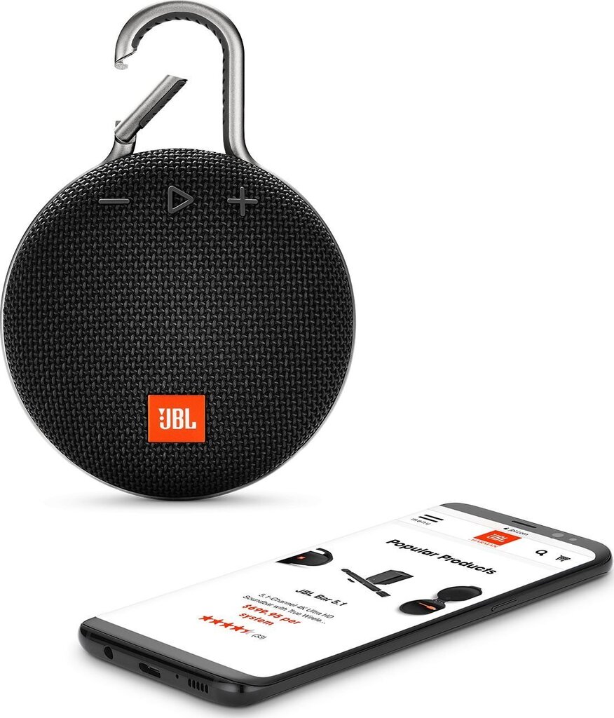 Беспроводная колонка JBL Clip 3, черный цена | kaup24.ee