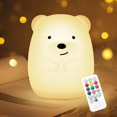 Bear Night Light lastele, 9 värvi silikoonist beebi öölamp kaugjuhtimispuldiga, USB laetav laste öövalgusti, Kawaii lastetoa kaunistus, tüdrukute ja poiste kingitused (6.1 hind ja info | Lastetoa valgustid | kaup24.ee