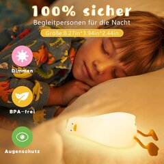 LED Duck öövalgusti lapsed – 3 valgusrežiimiga silikoonist Duck Night Light beebilamp 30-minutilise taimeriga ja puutetundliku juhtimisega USB-laaditav öövalgusti 1200 mAh beebitoa kaunistamiseks. hind ja info | Lastetoa valgustid | kaup24.ee