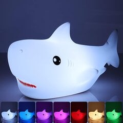 Shark Night Light Kids, 7 värvi muutev LED kaasaskantav puutetundlik beebilamp, USB-laetav silikoonist loomade öölamp lastele Lasteaia väikelaps (Shark) hind ja info | Lastetoa valgustid | kaup24.ee