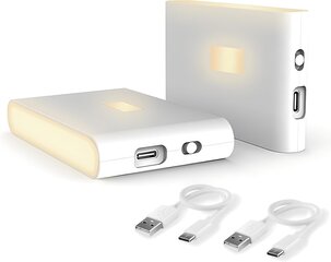 LED-öövalgusti liikumisanduriga, [2 tk.] Laetav USB-öövalgusti lastele 3 režiimiga (automaatne/sisse/väljas), 2700 K soe valge öölamp magamistoas, trepikojas, vannitoas, kapis, esikus hind ja info | Lastetoa valgustid | kaup24.ee