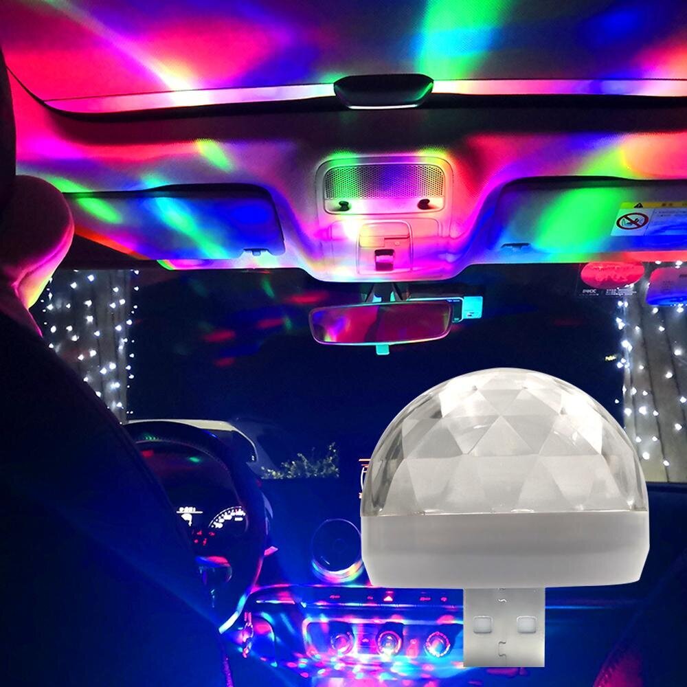 2tk Auto USB Atmosfäärivalgusti DJ RGB Mini Värviline Muusika Heli LED Apple USB-liides Holiday Party Atmosphere Car Dome Pagasiruumi valgus (valge+sinine) hind ja info | Lastetoa valgustid | kaup24.ee