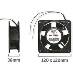 Kõrge temperatuuriga aksiaalventilaator kamina jaoks – sisestatav, metallist labad, vaikne, universaalne (120 x 120 x 38 mm) hind ja info | Ventilaatorid | kaup24.ee