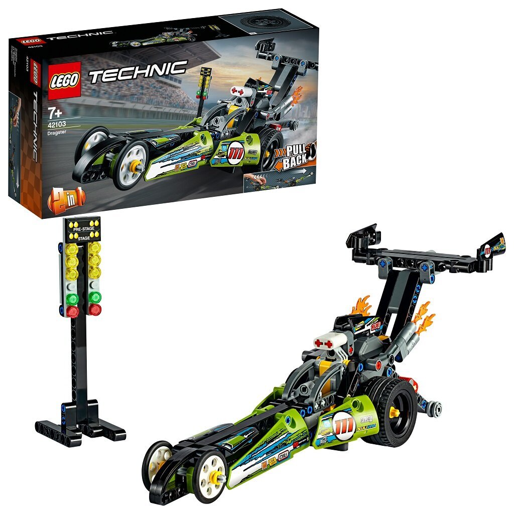 42103 LEGO® Technic Drag võidusõiduauto hind ja info | Klotsid ja konstruktorid | kaup24.ee