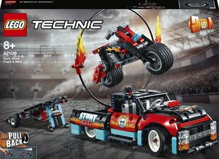 42106 LEGO® Technic Грузовик и мотоцикл для каскадеров цена и информация | Конструкторы и кубики | kaup24.ee