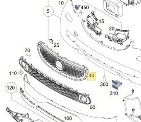 SMART FORFOUR 453 Решетка радиатора переднего бампера оригинальная A45388815239255 цена и информация | Дополнительные принадлежности | kaup24.ee