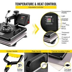 5 in 1 Soojuspress Vevor, 1000W, 232 °C hind ja info | Käsitööriistad | kaup24.ee