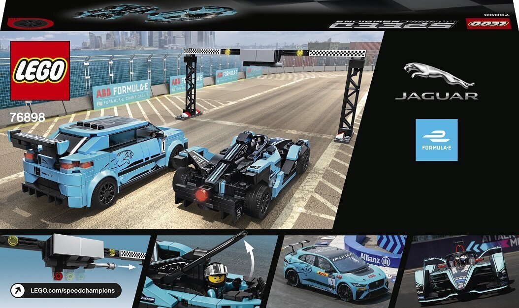 76898 LEGO® Speed Champions Formula E Panasonic Jaguar Racing GEN2 car & Jaguar I-PACE eTROPHY цена и информация | Klotsid ja konstruktorid | kaup24.ee