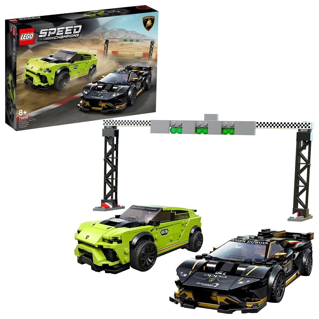 76899 LEGO® Speed Champions Lamborghini Urus ST-X & Lamborghini Huracán Super Trofeo EVO цена и информация | Klotsid ja konstruktorid | kaup24.ee