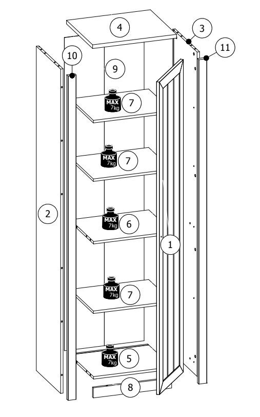 Riidekapp Prowansja S1D, hall hind ja info | Kapid | kaup24.ee