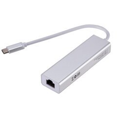 Roger AD15642 USB-C Хаб - Разделитель 3 x USB 3.0 / RJ45 Серебряный цена и информация | Адаптер Aten Video Splitter 2 port 450MHz | kaup24.ee