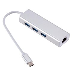 Roger AD15642 USB-C Hub - Jagaja 3 x USB 3.0 / RJ45, Hõbedane цена и информация | Адаптеры и USB-hub | kaup24.ee