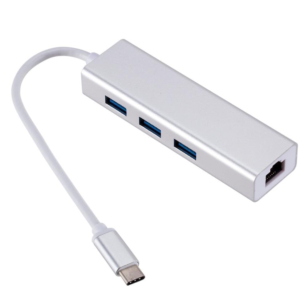 Roger AD15642 USB-C Hub - Jagaja 3 x USB 3.0 / RJ45, Hõbedane hind ja info | USB jagajad, adapterid | kaup24.ee