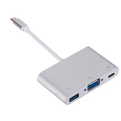 Roger Multimedia Adapter Type-C на VGA + USB / USB-C Серебряный цена и информация | Адаптер Aten Video Splitter 2 port 450MHz | kaup24.ee