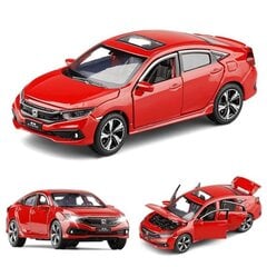 1/32 Honda Civic Type R mänguauto lastele Diecast miniatuurne mudel, tagasitõmmatavad uksed avatavad helivalgustite kollektsiooni kingitus poistele цена и информация | Коллекционные модели автомобилей | kaup24.ee