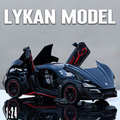 1/24 Lykan Hüpersportauto sulamist tagasitõmmatav automudeli simulatsiooni heli ja valgus võivad ukse avada survevalatud mänguauto mänguasjade mänguasjade kingitus цена и информация | Коллекционные модели автомобилей | kaup24.ee