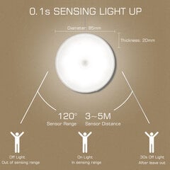 Liikumisanduri LED-valgusti USB-laetav öövalgusti köögis Magamistoa Treppide Esiku riidekappi Öövalguse anduri tüüp 【Andur valge/püsiv valgus】 Valge valgus 2tk hind ja info | Seinavalgustid | kaup24.ee