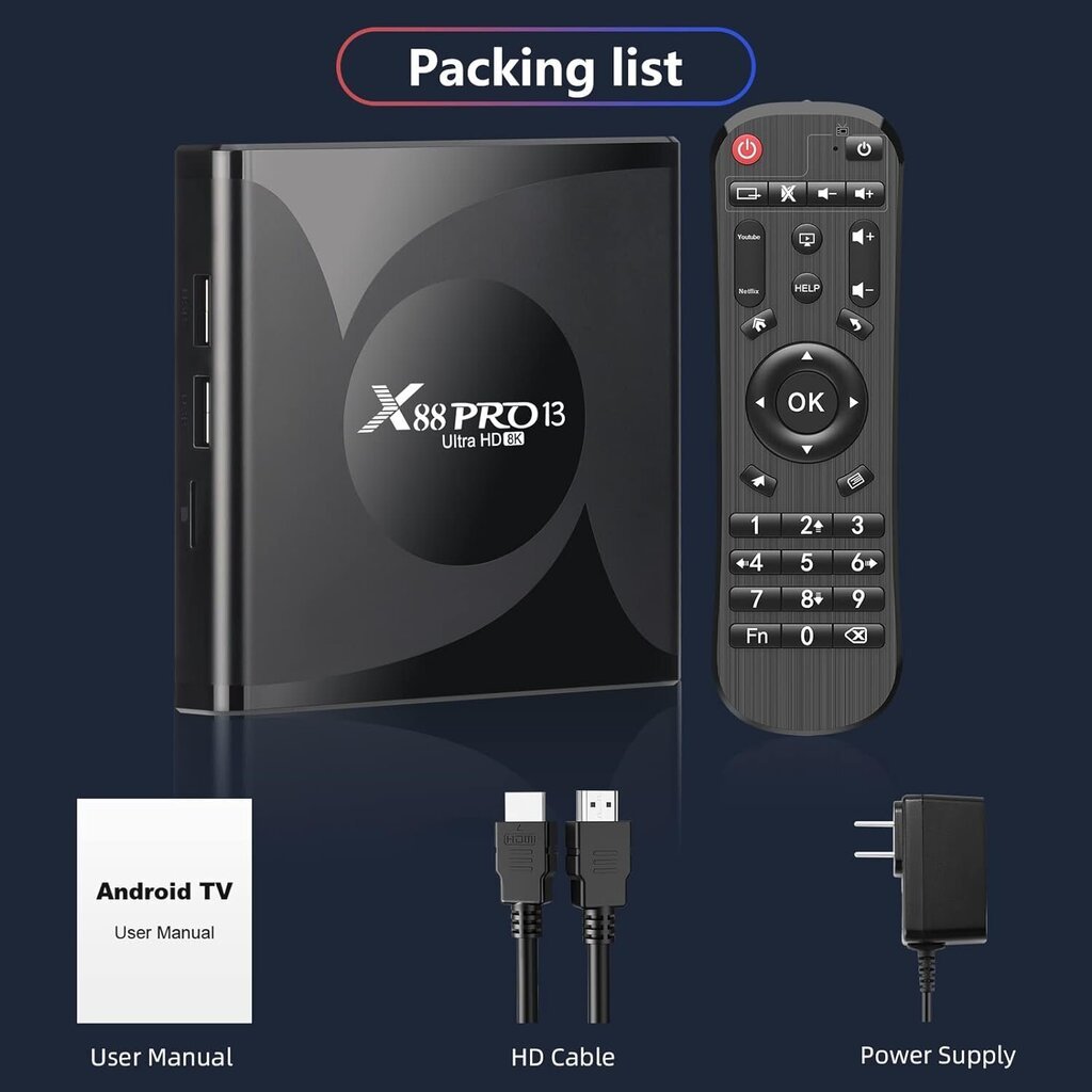 Farrot Smart TV Box multimeediumipleier Android 13.0 Quad Core 2 ГБ 16 ГБ, 64 бит 8K WiFi 6 2.4G/5.8G BT5.0 HDR10+ 3D USB3.0 hind ja info | Meediamängijad ja tarvikud | kaup24.ee