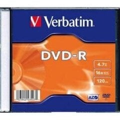 Verbatim компакт-диск DVD-R 4.7GB 16X matte silver/AZO, в коробке 1шт. цена и информация | Виниловые пластинки, CD, DVD | kaup24.ee