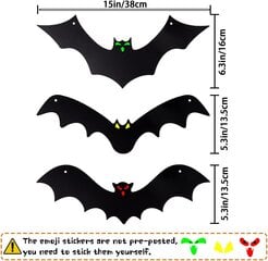 12 шт. подвесных летучих мышей на Хэллоуин, подвесные украшения в виде летучих мышей на Хэллоуин со светящимися глазами для декора двора на Хэллоуин цена и информация | Мягкие игрушки | kaup24.ee