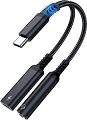 USB C kuni 3.5 mm kõrvaklappide ja laadija adapter, 2 in 1 USB C kuni Aux Audio Jack koos PD 60 W kiirlaadimisega donglikaabli juhe Galaxy S23 / S22 / S21 / S20 Ultra, iPad Pro, Pixel (must) jaoks hind ja info | USB adapterid tehase helisüsteemile | kaup24.ee