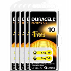 Батарейки для слуховых аппаратов Duracell ActivAir 10 (PR70) 5х6 шт., 30 шт. цена и информация | Батарейки | kaup24.ee