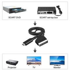 Кабель Hdmi да Scart новага стылю, прамое злучэнне даўжынёй 1 метр, зручнае пераўтварэнне цена и информация | Адаптеры и USB-hub | kaup24.ee