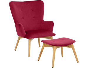 Кресло с подножкой Notio Living Newman, красное цена и информация | Кресла в гостиную | kaup24.ee