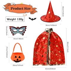 Halloween Cape Cosplay Rekvisiidid Laste Show Kostüüm Satiin Müts Cape Cape Ilma kõrvitsa kotita Prillid Viie tärni komplekt Punane цена и информация | Праздничные декорации | kaup24.ee